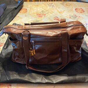 RUDSAK Brown Leather Duffel Bag with Vintage Appeal